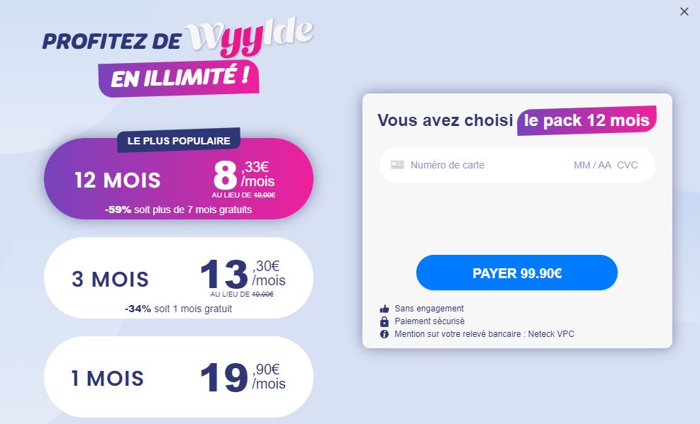 Wyylde offre à ses membres la possibilité de choisir entre un abonnement payant et un abonnement gratuit, adaptés à leurs besoins et à leur budget.